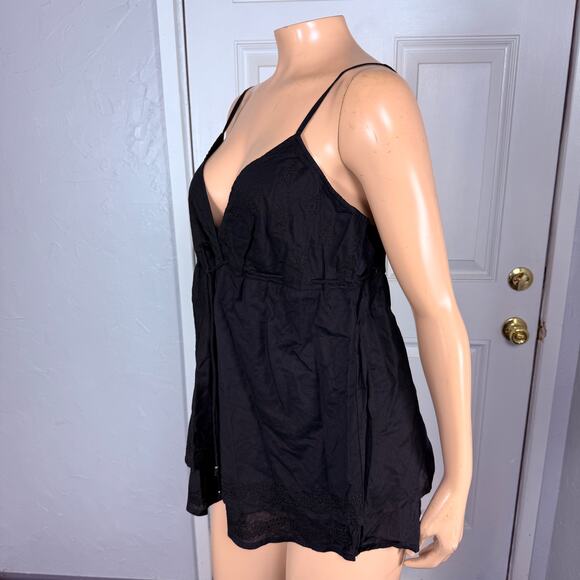 Vintage Y2k Guess Tank Top Shirt Babydoll Cotton Embroidered Large Boho T3-8 - Picture 3 of 6